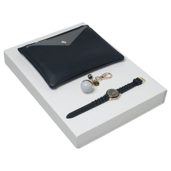 Set Cacharel : Porte-clefs + Montre + Sac personnalisable