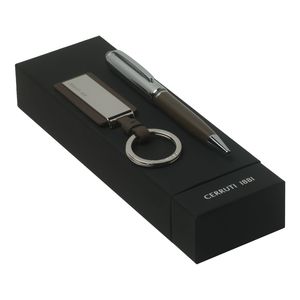 Set Cerruti 1881 : Porte-clefs + Stylo avec logo 2