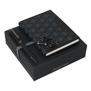 Set Christian Lacroix : Boutons de manchette + Carnet + Stylo avec logo