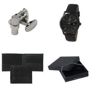 Set Christian Lacroix : Boutons de manchette + Portefeuille-cartes + Montre publicitaire 1