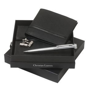 Set Christian Lacroix : Boutons de manchette + Portefeuille-cartes + Stylo personnalisable