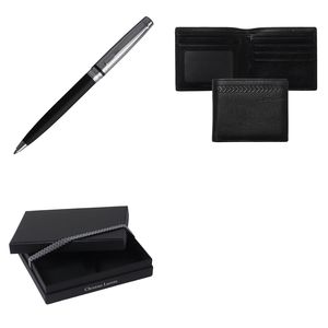 Set Christian Lacroix : Portefeuille-cartes + Stylo avec logo 1